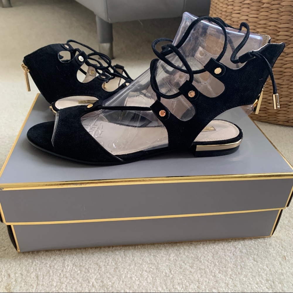 Louise et Cie Black Suede Ashlyn Lace Up Sandal